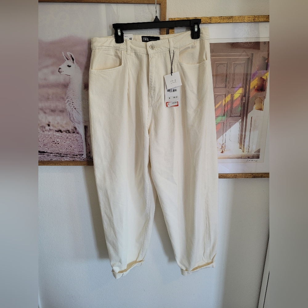 NWT ZARA SLOUCHY BAGGY HIGH WAIST JEANS TROUSERS 90'S STYLE EDITION SIZE 10